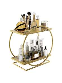 Luxury Cosmetics Storage Rack Bathroom Counter Counter Table Organizer Large Capacity Cosmetics Storage Rack, Double-Layer Desktop Metal Perfume Display Rack, Suitable For Cosmetics And Skin Care Products Dresser Storage Rack