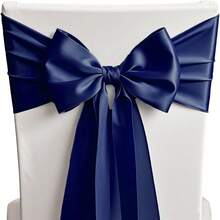50 Satin Chair Sashes With Bows For Wedding, Birthday Party, Fiesta, Restaurant Decor - 7x108 Inches, Fitted For Banquet And Folding Chairs,  Decorations In 2025 - Hải quân - Xem 9