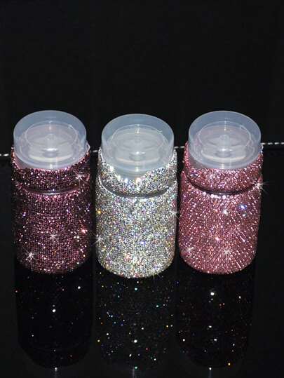 1pc 200ml Rhinestone Decorated Mist Spray Bottle, Luxury Sparkling Style, Minimalist Cylindrical Shape, Suitable For Cosmetics, Home Cleaning, Hair Care, Disinfection, Watering Plants And More