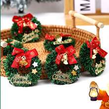 5 piezas/10 piezas Minicoronas navideñas de estrella con lazo de campana de cascabel para escena en miniatura