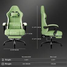 Ergonomic Gaming Chair With Pocket Springs And Footrest, Gaming Armchair With Adjustable Lumbar Support, Breathable Computer Chair Up To 150 Kg, Gamer Chair With Neck Pillow