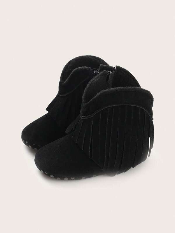 Klassische Stiefel mit Quasten-Dekor für Babymädchen, weiche und bequeme Sohle, Kleinkinderschuhe, 0-1 Jahre alt, Winter
