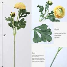 Artificial Ranunculus Flowers With Real Touch Stem, Silk Ranunculus Flowers(10 Pack) (White)-KF - Yellow - View 5