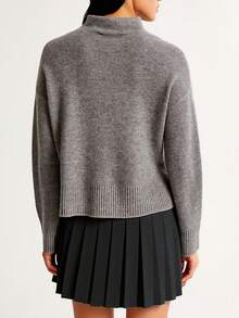 GIGOGOU 纯色休闲百褶短款针织女裙，适合度假、晚宴约会、秋冬季穿着，黑色春季款 - 黑色 - 查看 4