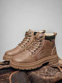 Botas para hombre para exteriores, nuevas botas de trabajo de moda casual, botas versátiles de suela gruesa con estilo clásico retro