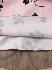 coviviky 两件套女童碎花薄纱连衣裙套装 - 长袖开衫和蝴蝶结派对连衣裙 - 黑色 - 查看 8