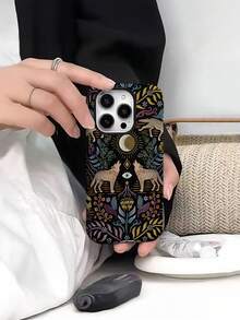 1pc New Artistic Sunlight Devil Eye, Forest Wolf Howling, Leaf & Flower Pattern Anti-Drop Soft TPU Phone Case, Suitable As Gift Compatible With Apple 11/12/13/14/15/16 Models - Multicolor - View 6