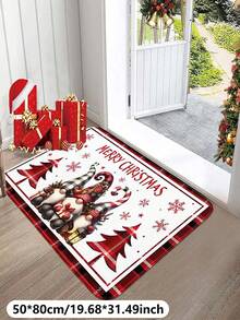 1 pieza Felpudo de felpa con diseño de enano de Navidad con barba blanca, antideslizante, plegable y de fácil cuidado para sala de estar, entrada, baño, lavandería, decoración de fiesta de Navidad, decoración de celebración de Navidad, decoración de entrada de Navidad, decoración de baño, dormitorio, sala de estar, comedor, alfombra antideslizante para interiores y exteriores, decoración navideña, decoración del hogar, felpudo de regalo de inauguración de casa en Navidad, regalo de Navidad, recuerdo de fiesta, decoración de otoño