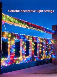 Solar-Powered Colorful LED String Lights, Home Decorative Solar Light Tubes, Available In 50/100/200/300 Bulb Options, With Choices Of Warm Color/Multicolor/White/Blue, Various Styles Of Outdoor LED Fairy String Lights. Fun Decorative Lights Suitable For Outdoor Garden Parties - 彩色 - 查看 2