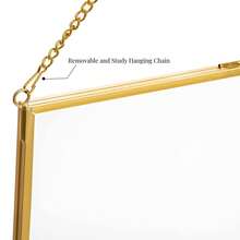 Marco de Fotos Colgante de Latón Dorado 22, 9x29 - Doble Vidrio para Flores Presionadas Ilustraciones, Montaje en Pared - Multicolor - Ver 6