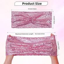 Gold Sequin Chair Sashes With Bow For Folding Chairs, Party Wedding Reception Decorations, 20 PCS - Fuchsia Pink - View 4