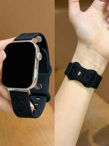 1 buah Tali Jam Tangan Silikon Motif Mawar Wanita, Kompatibel dengan Watch Fit 1/Fit 2/Fit 3/Fit 4/Fit 4 Pro - Hitam - View 8