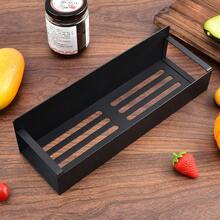 1/2 Peças Prateleira Lateral Magnética, Adequada para Geladeira e Máquina de Lavar - Sem Necessidade de Perfuração, Superfície de Metal Preto Elegante, Organizador de Especiarias Montado na Parede, Ótimo para Itens de Lavanderia, Acessórios de Banheiro, Ferramentas de Banheiro, Acessórios de Banheiro - Multicolorido - Visão 3