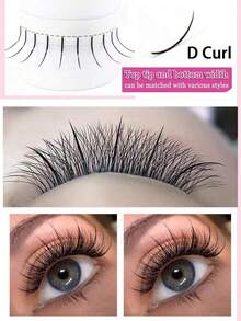 Ondine 14 排，280 簇柔软纤细的睫毛，漫画风格睫毛簇，哑光黑色，自然俄罗斯风格睫毛延长，0.07 毫米 C/D 卷曲，8-18 毫米单簇混合托盘，A/M 形状预制，柔软蓬松效果，单根假睫毛 - 黑色 - 查看 4