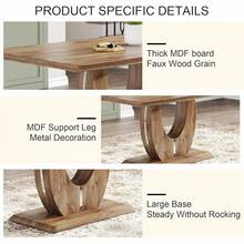 JUFU - Mesa de comedor moderna de 63 pulgadas para 6, mesa de cocina rectangular con patrón de madera oscura e para comedor, cocina - Grano de madera oscuro-63 - Ver 12