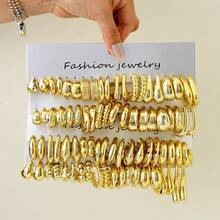 1-80pcs Fashionable Minimalist CCB Material Stud Earrings Set, Geometric Textured Earrings, Suitable For Women's Daily Wear, Gift For Girlfriends/Family/Friends