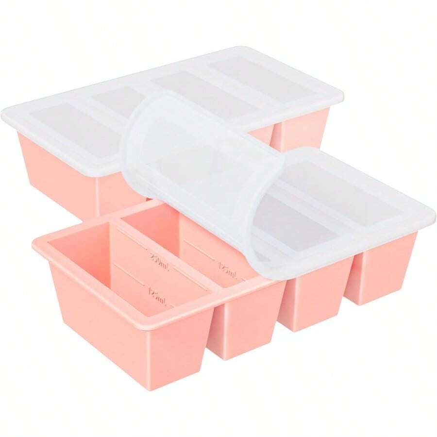 Silicone Freezer Tray For Sauce Cube: Silicone Freezing Tray For Broth Soup Storage - Freeze 250mL 125mL Souped Portion - Hồng - Xem 1