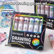 6pcs Fine Tip Pens, 60 Vibrant Colors To Meet Painting Needs, Suitable For Highlighting And Coloring In Notebooks And Journals, Stackable School Stationery Set, Back To School Essential, Notebook And Record Accessories, Diary Writing Supplies, School Art Supplies, Stackable Stationery, Fine Tip Design, Color Coding System, Premium Pigments, Smudge-Proof Formula, Students, Artists