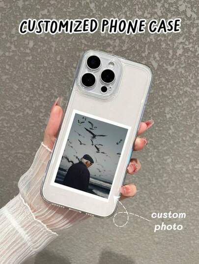 1pc Customized Couple Anniversary/DIY Design Transparent Anti-Fall Lens Protection Phone Case, Lens Meets Personalized Needs, Suitable For IPhone, Customized Photo Phone Case, Name Phone Case, Personalized Image Phone Case, Gift, Valentine's Day Gift
