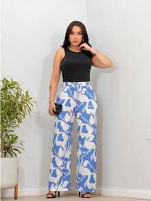 DUNA Fabric Pants With Lining, Pocket And Elastic Waist - Ce - View 1
