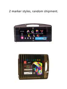 Caja de regalo negra con 12/24/36/48/60/80 colores de rotuladores de punta blanda de acrílico para arte y colorear de niños, con colores superpuestos que no se filtran a través del papel y son lavables, también adecuados para pintura cerámica.