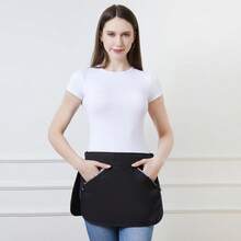 1pc Practical Work Waist Apron, Made Of Waterproof Material To Handle Splashing Easily. Adjustable Strap Design Fits Various Body Shapes, Multi-Compartment Pockets For Organized Storage, Enhancing Efficiency For Service Industry Workers