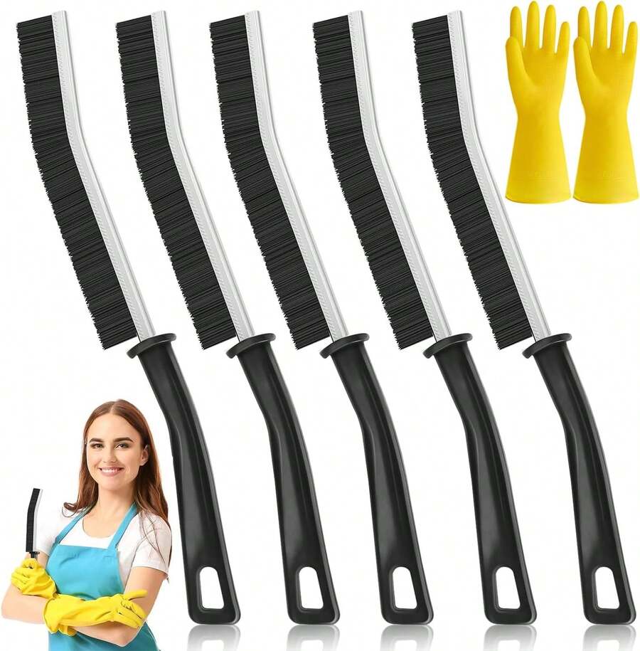 Cepillo de cerdas duras para Limpieza de Grietas, Juego de cepillos de baño, Cepillo de Limpieza de lechada para Cocina, baño, Ventanas, Cepillo Multiusos para Limpieza de Grietas - 1 - Ver 1