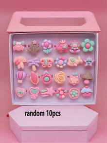 10pcs/Set Cute Candy Color Rings, Suitable For Girls' Role Play And Dress Up, Colorful Rings, Gift For Daughters And Granddaughters, Birthday/Party Gifts, Children's Holiday Gifts (Random Delivery Without Box) - Multicolor - View 4