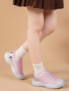 Cute Patchwork Comfortable Tennis Shoes, Casual Sports Shoes, Leisure Travel Shoes, Sweet Simple Student Shoes, Fashionable Outdoor Children Sports Shoes - Pink - View 5