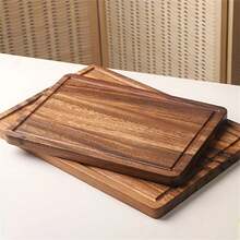 3-Piece Acacia Wood Cutting Board Set, Large/Medium/Small Sizes, Grooved Chopping Board, Multipurpose For Kitchen, Outdoor, Camping, Restaurant