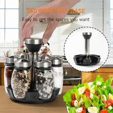 360° Rotating Spice Rack – 6 Rotating Glass Spice Jars For Kitchen Countertop, Spice Storage, Cooking, Outdoor BBQ (Spices Not Included)