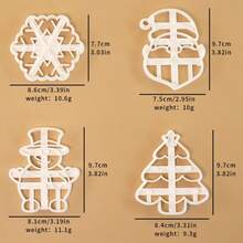 4 件套圣诞印章模具套装，卡通圣诞老人、雪花、圣诞树压花工具，适用于翻糖、烘焙饼干 - 白色 - 查看 2