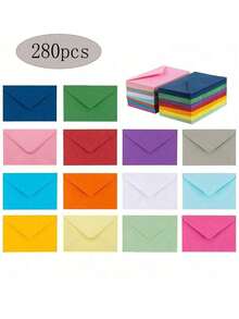 280 piezas de sobres de papel kraft de colores, 4" X 2.75", tarjetas de regalo de colores, invitaciones, notas de negocios, mini tarjetas, mini sobres, sobres pequeños, tarjetas de regalo de dinero plegables, tarjetas de agradecimiento, invitaciones - Multicolor - Ver 9