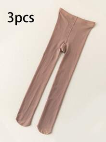 1 par de meias-calças transparentes infantis, leggings respiráveis de alta elasticidade e cor de pele preta para meninas, adequadas para todas as estações