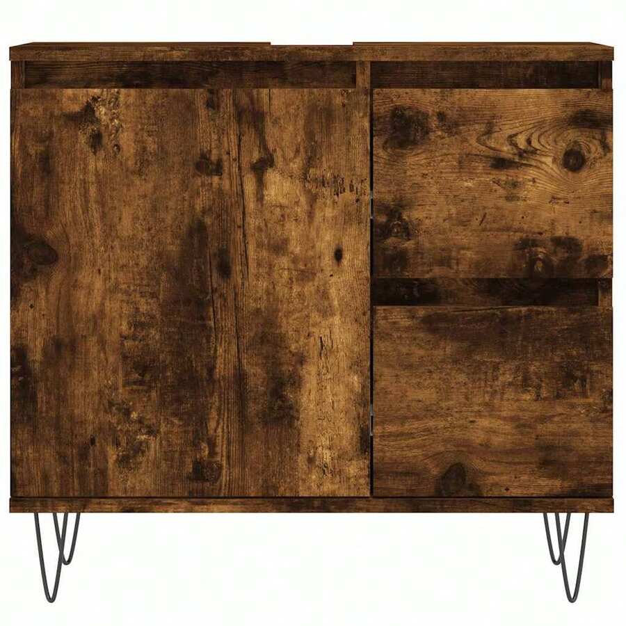 vidaXL Badezimmerschrank Geräucherte Eiche 65 x 33 x 60 cm Holzwerkstoff