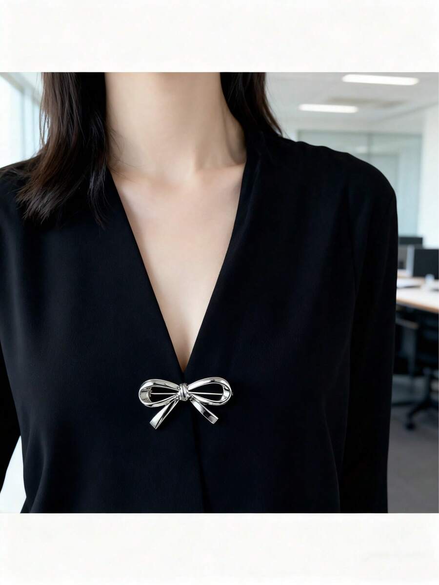 1 pieza Broche antirreflectante para mujer, Broche de lazo para mujer, Elegante alfiler de solapa de lazo, Adecuado para mujeres y niñas, Accesorio de ropa clásico para suéter, sombrero, bufanda, vestido, traje, insignia, joyería de moda, Alfiler para el cuello de mujer para el Día de San Valentín, verano, escuela, otoño, Halloween