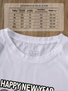 Playeras Mujer Camisetas para Mujer Diseño de Año Nuevo 2025-2026 con Fuegos Artificiales, Estrellas y Coronas Felices Celebraciones Top versátil de moda diaria para mujer - Blanco - Ver 3