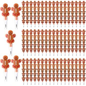 10 支装圣诞可堆叠塑料姜饼人形状铅笔，趣味文具，适合生日、派对、圣诞节、万圣节、礼物交换、装饰