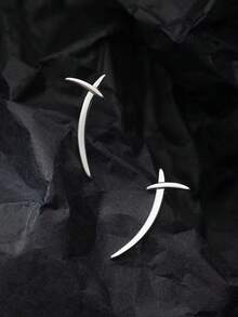 1 Pair Women's Jewelry S925 Sterling Silver Minimalist Criss-Cross Line Stud Earrings, Chic X-Shaped Geometric Pattern Earrings, Suitable For Daily Wear - #1 - View 2