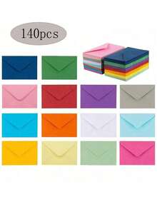 280 piezas de sobres de papel kraft de colores, 4" X 2.75", tarjetas de regalo de colores, invitaciones, notas de negocios, mini tarjetas, mini sobres, sobres pequeños, tarjetas de regalo de dinero plegables, tarjetas de agradecimiento, invitaciones - Multicolor - Ver 10