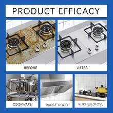 不锈钢清洁剂、油渍清洁剂、炉灶清洁剂、燃气灶清洁剂、抽油烟机清洁剂、锅碗瓢盆清洁剂、厨房除锈神奇工具、水垢清洁剂、厨房清洁用品、清洁工具，适用于浴室和厨房（随机发货，新旧包装均可接受）厨房油渍清洁剂、炉灶底部壁挂式抽油烟机易清洁家用油渍去除剂