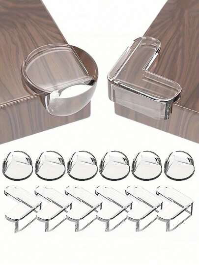 10pcs Silicone Corner Guards - Transparent, Strong Adhesive Safety Bumpers For Coffee Tables & Furniture Edges, L-Shaped/Round Options