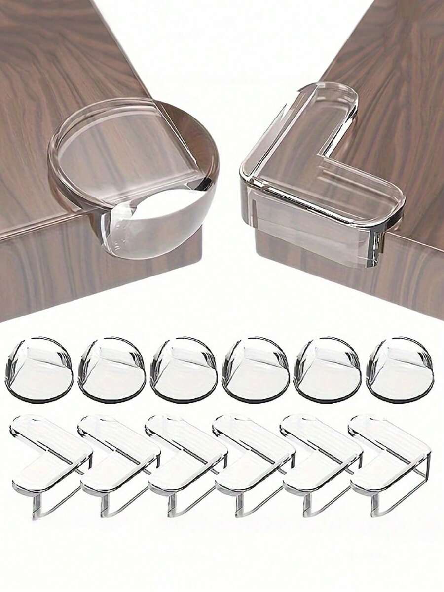 10pcs Silicone Corner Guards - Transparent, Strong Adhesive Safety Bumpers For Coffee Tables & Furniture Edges, L-Shaped/Round Options - Transparent - View 1