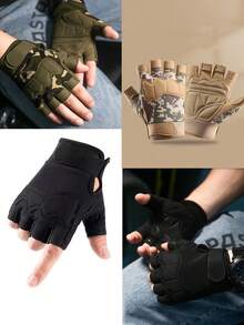 1 Pair Unisex Outdoor Cycling Sports Fitness Half Finger Gloves - Multicolor - View 1