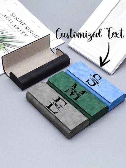 1pc Customized Retro Fashion Eyeglass Storage Box, Personalized Initial And Name, Suitable As Gift For Friends, Family, Classmates And Colleagues, Fits Sunglasses And Prescription Glasses, PU Leather Portable Case With Soft Lining - Fashion Eyewear Accessory For Men, Women And Students, For Work And School