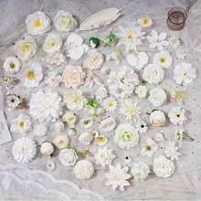 100pcs Pink & White Flower Head Set - Suitable For DIY Wreaths, Hair Clips, Wedding Decorations And Home Decor - Great For Valentine's Day Bouquets, Perfect For Christmas And Thanksgiving
