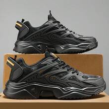 Zapatos deportivos para hombre 2025 Nuevos de otoño/invierno con parte superior de cuero, impermeables, suela blanda, ligeros, para estudiantes y jóvenes, zapatos de viaje y running con cordones, antideslizantes, versátiles, tallas grandes, amortiguación de impactos, para senderismo y casual, suela gruesa, de moda, duraderos y para todas las estaciones