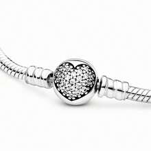 PANDORA Pandora Dazzling Heart-Shaped Chain Snake Bracelet Basic DIY Snake Bone Bracelet Couple Basic Bracelet 925 Silver Girlfriend Gift Birthday Gift Christmas Gift Mother's Day Gift - Silver - View 6