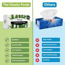The Cheeky Panda Bamboo Facial Tissues Boxes Flat Tissue Box 80 Tissues Per Box Soft 3 Ply Bamboo Tissue Paper - trắng - Xem 3