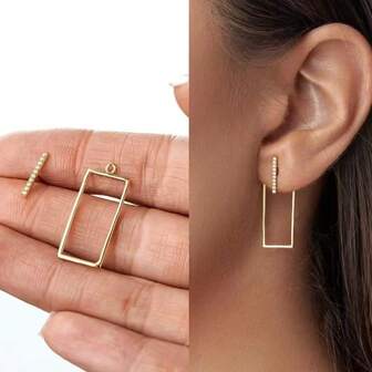 1 Pair Fashionable Geometric Inlaid Stud Earrings